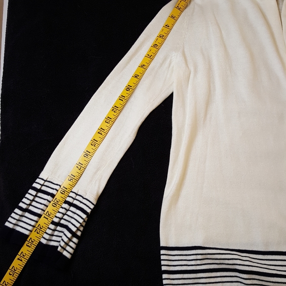 Talbots Open Front Cardigan w/ Striped Ruffle Sleeves, Size SP - Picture 5 of 8